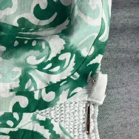 Alexis Isola Printed Bustier Small S Sage Cropped Top Strapless Sweetheart linen - Picture 9 of 9